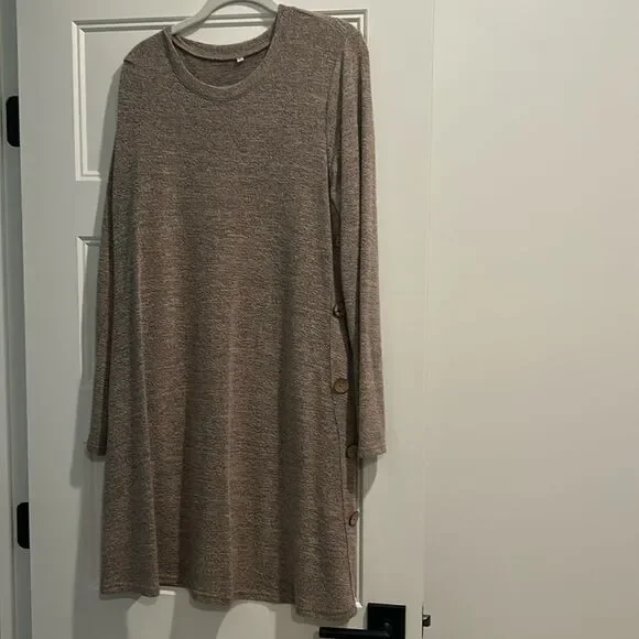 Brown long sleeve sweater dress L - Picture 1 of 4